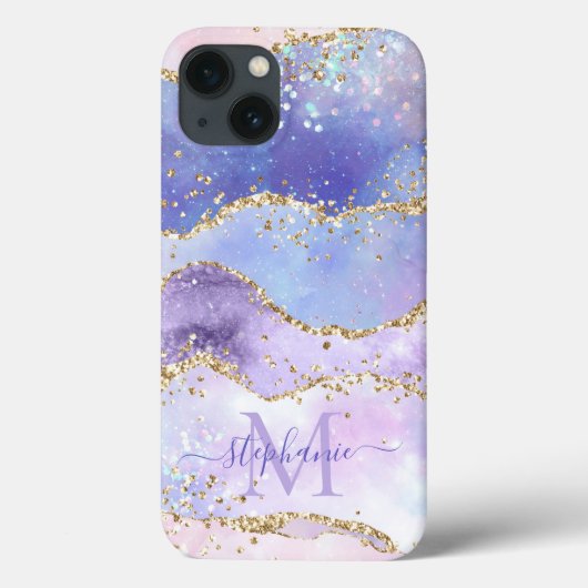 ブルーウォーターカラー金ゴールドグリッターアゲパーソナライズされたート Case-Mate iPhoneケース (裏面)