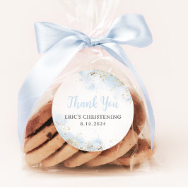 ブルーウォーターカラー金ゴールドボーイ《キリスト教》洗礼式や命名式バプテスマ ラウンドシール