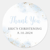 ブルーウォーターカラー金ゴールドボーイ《キリスト教》洗礼式や命名式バプテスマ ラウンドシール (正面)