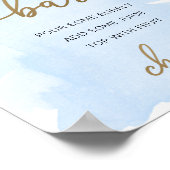 ブルーウォーターカラー金ゴールドミモサバー標識 ポスター (角)