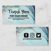 ブルーウォーターカラー金ゴールド割引名刺 名刺 (正面/裏面)