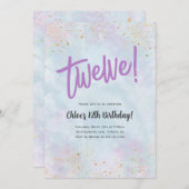 ブルーウォーターカラー金ゴールド誕生日任意の年齢招待状 招待状 (正面/裏面)