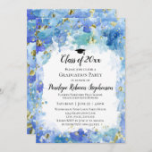 ブルーウォーターカラー金ゴールド（ばちゃばちゃ）跳ねる卒業パーティー 招待状 (正面/裏面)