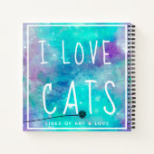 ブルーウォーターカラー銀河系Iラブ猫好きスケッチ ノートブック (裏面)