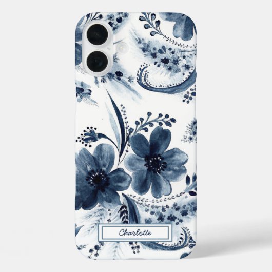 ブルーウォーターカラー開花フローラ Case-Mate iPhoneケース (裏面)