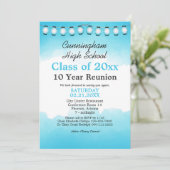 ブルーウォーターカラー高校クラス懇親会テンプレート 招待状 (スタンド正面)