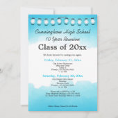 ブルーウォーターカラー高校クラス懇親会テンプレート 招待状 (正面)