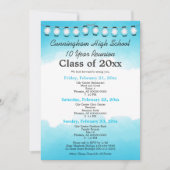 ブルーウォーターカラー高校クラス懇親会テンプレート 招待状 (正面)
