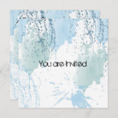 ブルーウォーターカラー(ばちゃばちゃ)跳ねる抽象芸術ベビーシャワー 招待状 (正面/裏面)