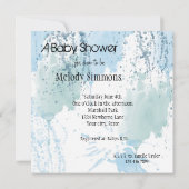 ブルーウォーターカラー(ばちゃばちゃ)跳ねる抽象芸術ベビーシャワー 招待状 (裏面)