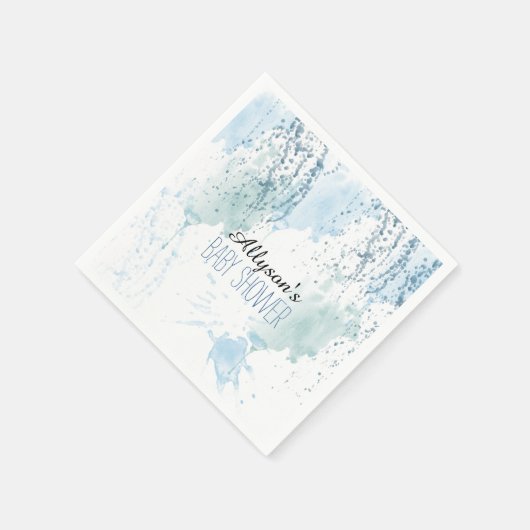 ブルーウォーターカラー（ばちゃばちゃ）跳ねる抽象芸術 スタンダードカクテルナプキン (角)