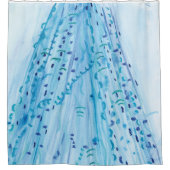 ブルーウォーターカラー&パステルアートワーク シャワーカーテン (正面)