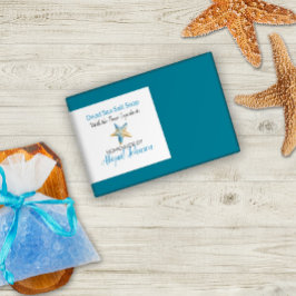 ブルーウォーターカラー&ヒトデビーチソープラベル 長方形シール