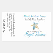 ブルーウォーターカラー&ヒトデビーチソープラベル 長方形シール (正面)