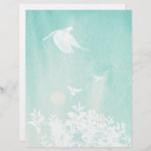 ブルーウォーターカラー&ホワイトドーブスクラップブック紙 (正面/裏面)