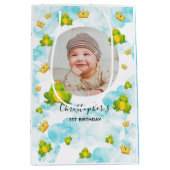 ブルーウォーターカラー（昆虫）オオカバマダラ、モナークカエルベビー写真 ミディアムペーパーバッグ (正面)