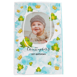 ブルーウォーターカラー（昆虫）オオカバマダラ、モナークカエルベビー写真 ミディアムペーパーバッグ