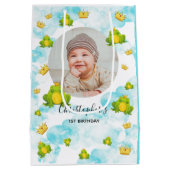 ブルーウォーターカラー（昆虫）オオカバマダラ、モナークカエルベビー写真 ミディアムペーパーバッグ (裏面)