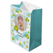 ブルーウォーターカラー（昆虫）オオカバマダラ、モナークカエルベビー写真 ミディアムペーパーバッグ (裏面アングル)