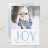 ブルーウォーターカラーJOYホリデークリスマスフォトカード シーズンカード (正面/裏面)