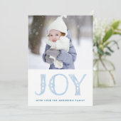 ブルーウォーターカラーJOYホリデークリスマスフォトカード シーズンカード (スタンド正面)