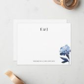 ブルーウォータークラシックカラーエレガントカップルイニシャル ノートカード (正面/裏面インサイチュ)