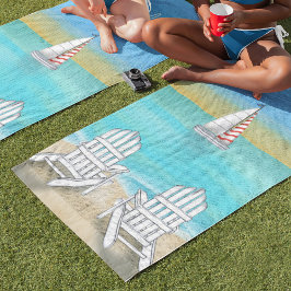 ブルーウォーターシンプルカラービーチ沿岸 ビーチタオル