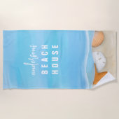 ブルーウォーターシンプルカラービーチ海岸 ビーチタオル (正面)