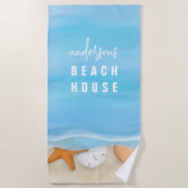 ブルーウォーターシンプルカラービーチ海岸 ビーチタオル (正面)