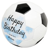 ブルーウォーターシンプルカラー誕生日のお客様の名前を追加 サッカーボール (3/4)