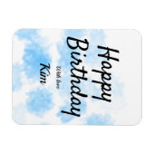 ブルーウォーターシンプルカラー誕生日のお客様の名前を追加 マグネット (横)