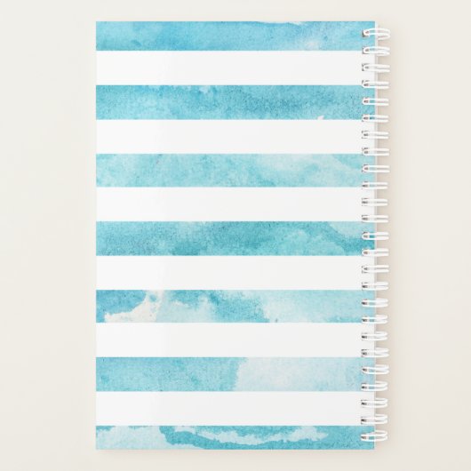 ブルーウォーターストライプカラーの先生とリンゴ プランナー手帳 (裏面)