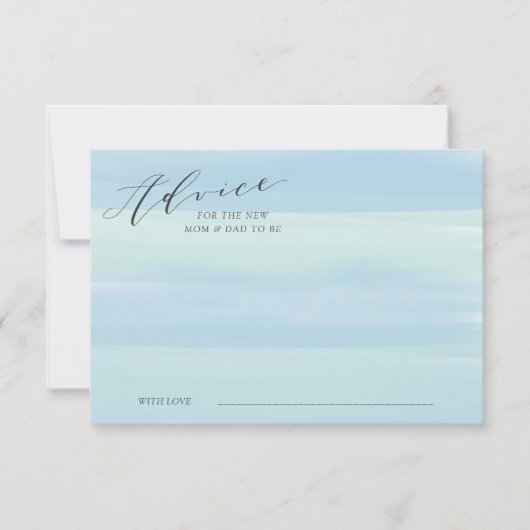 ブルーウォーターストライプカラーアドバイスカードベビーシャワー 招待状 (正面)