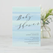 ブルーウォーターストライプカラー招待状 招待状 (スタンド正面)