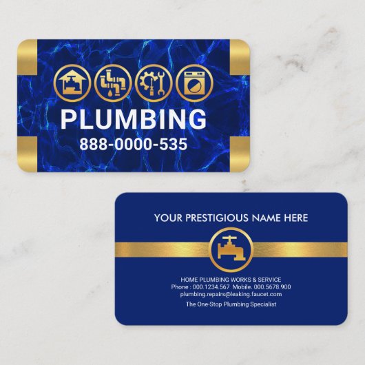 ブルーウォーターズ金ゴールド配管コーナー 名刺 (正面/裏面)