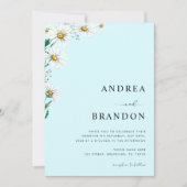 ブルーウォーターデイジーワイルドフラワーQRコード結婚ズ 招待状 (正面)