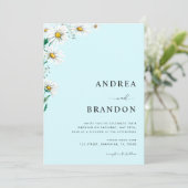 ブルーウォーターデイジーワイルドフラワーQRコード結婚ズ 招待状 (スタンド正面)