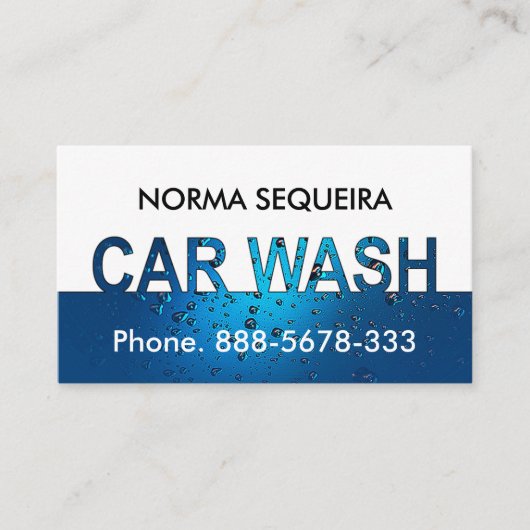 ブルーウォータードロップカーウォッシュサイネージ 名刺 (正面)
