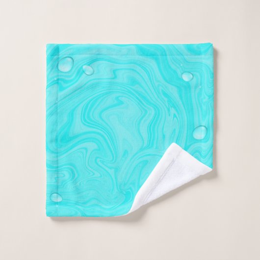 ブルーウォータードロップサマースイムプール誕生日パーティー バスタオルセット (ウォッシュタオル)