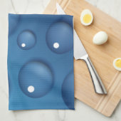 ブルーウォータードロップテクスチャ キッチンタオル (四つ折り)