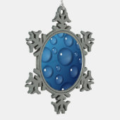 ブルーウォータードロップテクスチャ スノーフレークピューターオーナメント (左)