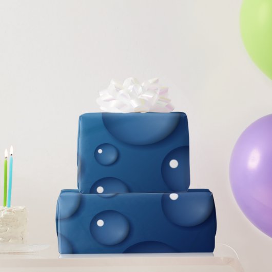 ブルーウォータードロップテクスチャ ラッピングペーパー (パーティーギフト)