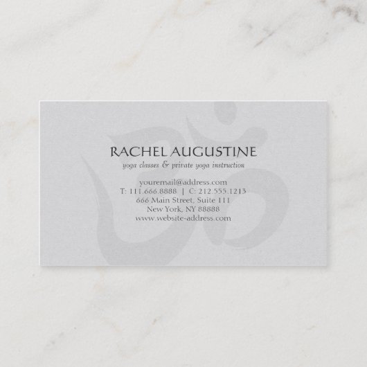 ブルーウォータードロップリップル&オブジェクトモデル記号ヨガインストラクター 名刺 (裏面)