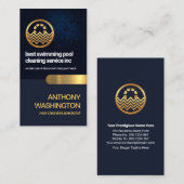 ブルーウォータードロップレイヤ金ゴールドタブスイミングプール 名刺 (正面/裏面)