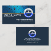 ブルーウォータードロップ特殊な水栓のロゴ 名刺 (正面/裏面)