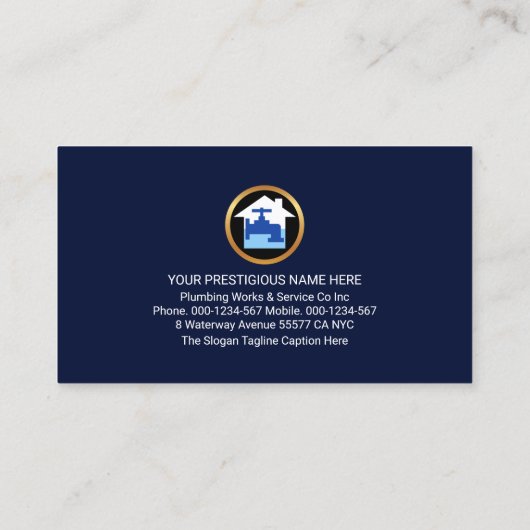 ブルーウォータードロップ配管画層 名刺 (裏面)