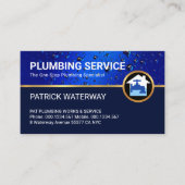 ブルーウォータードロップ配管画層 名刺 (正面)