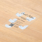 ブルーウォーターハートQRSweet sixteen誕生日 アクリル招待状 (レイダウン)