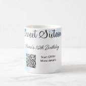 ブルーウォーターハートQRSweet sixteen誕生日 コーヒーマグカップ (中央)