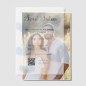 ブルーウォーターハートQRSweet sixteen誕生日 ベラム紙招待状 (オフセット (カップル))